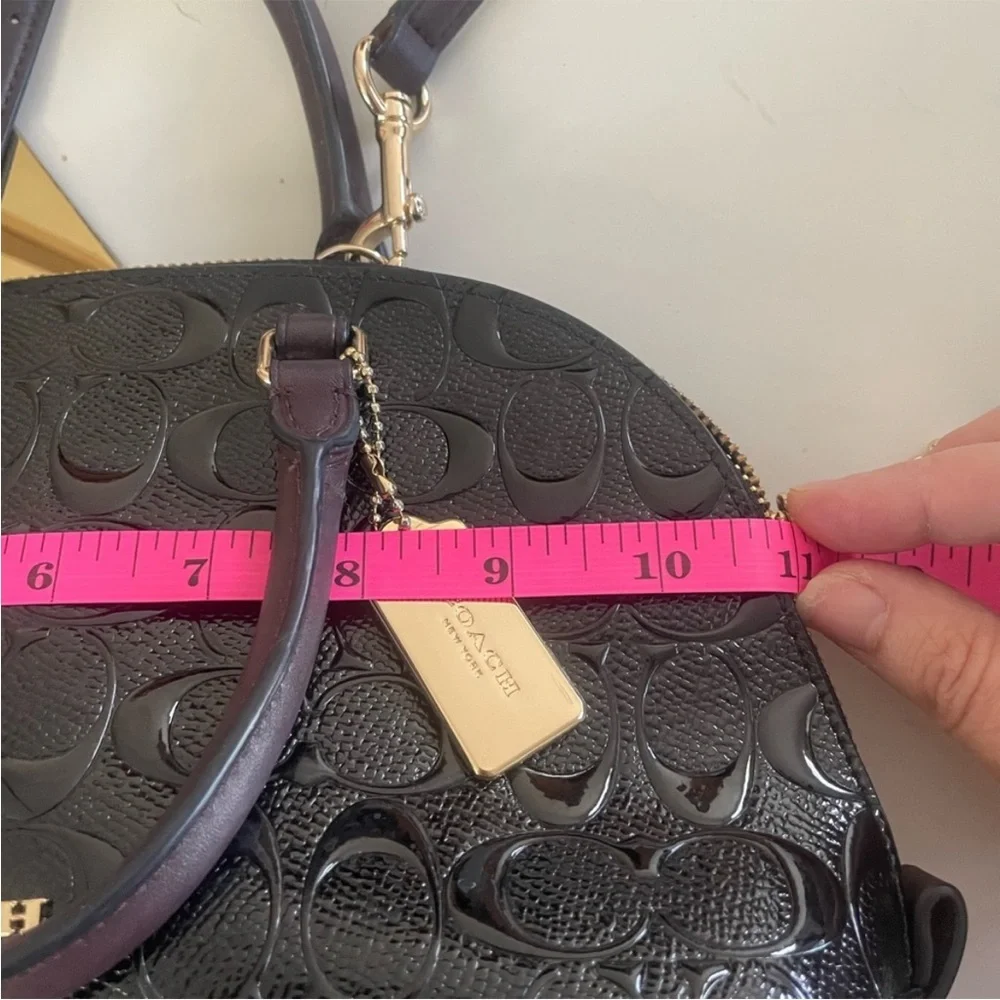 Coach Mini Sierra Satchel Black Patent Burgundy Leather Gold Hardware - Picture 10 of 12